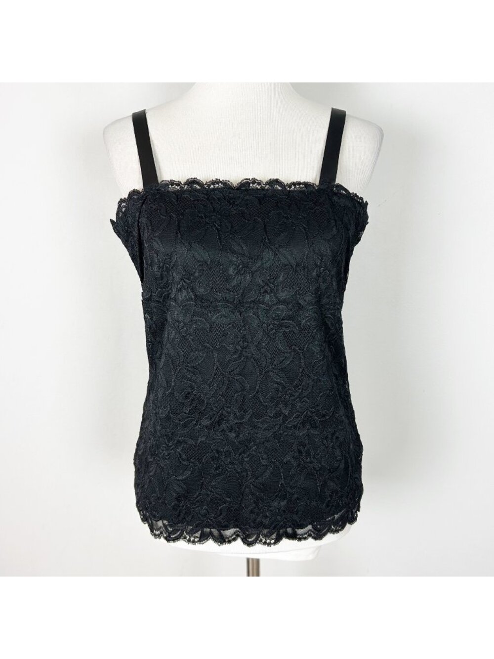 Y2K Black‎ Floral Lace Cami Tank Top Fairy Grunge Whimsigoth Size Small Womens